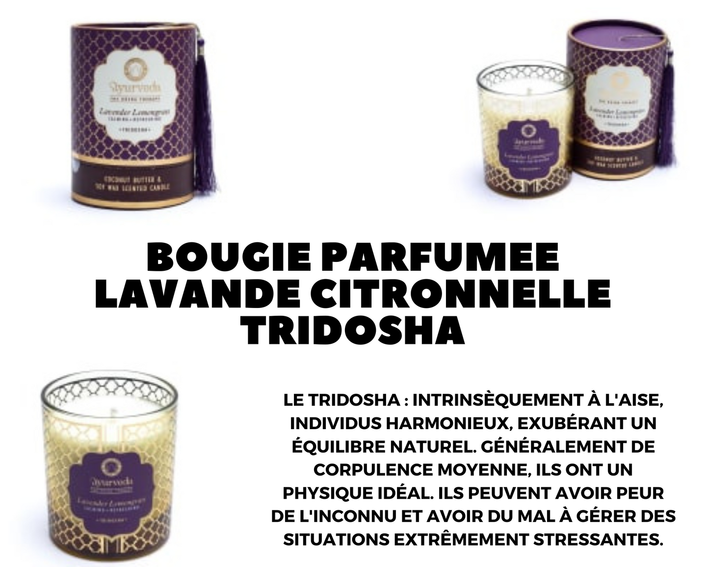 Bougie parfumée Tridosha Lavande Citronnelle Ayurveda